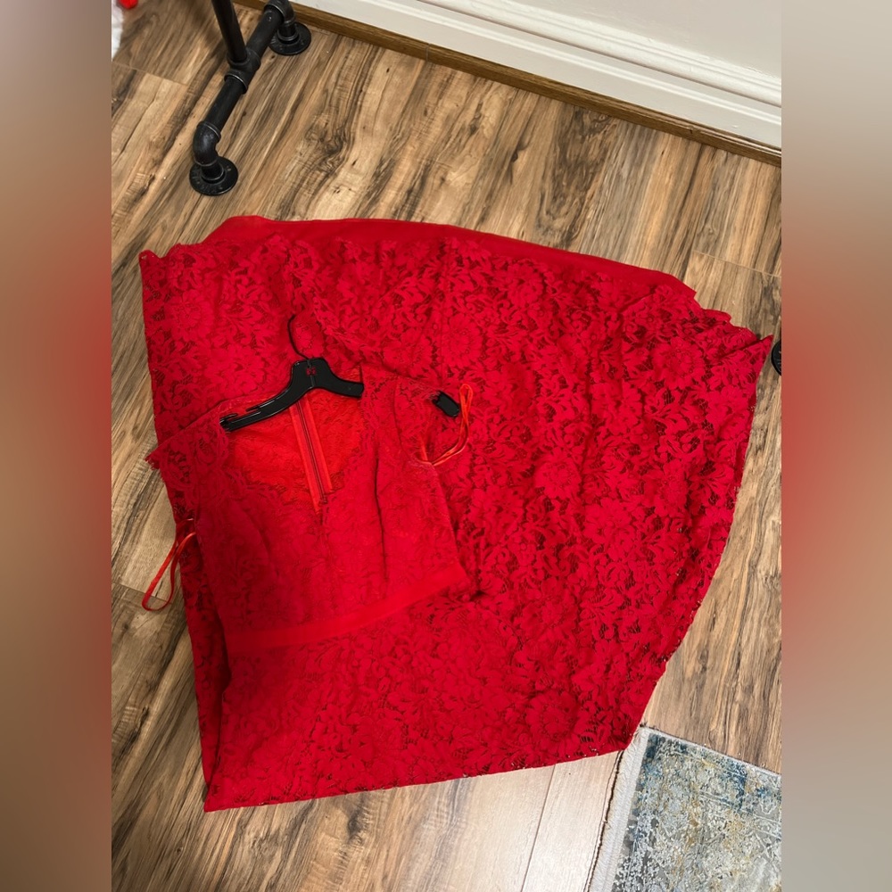 Red lace dress
